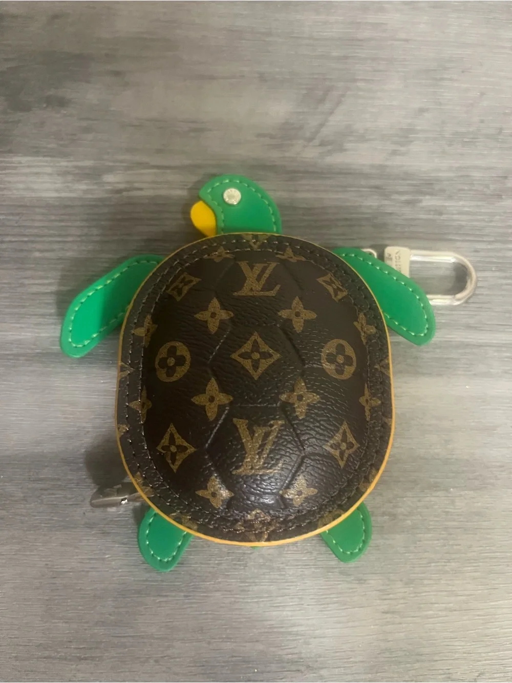 Green & Yellow Turtle Monogram Keychain Pouch